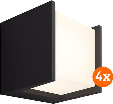 Philips Hue Fuzo White Muurlamp Zwart Smal Open 4-pack is nooit meer leverbaar