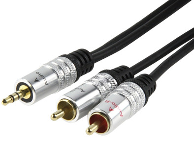 HQ 3,5 mm naar 2 x Tulp/RCA kabel 1,5 meter is nooit meer leverbaar