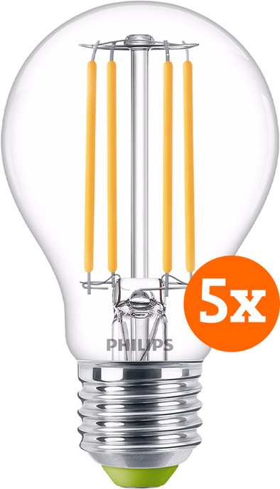 Philips LED Filament lamp - 2,3W - E27 - warm wit licht 5-pack is nooit meer leverbaar