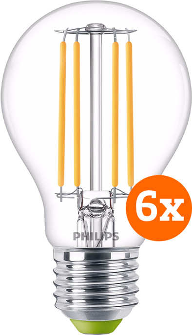 Philips LED Filament lamp - 2,3W - E27 - warm wit licht 6-pack is nooit meer leverbaar