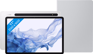 Samsung Galaxy Tab S8 11 inch 128GB Wifi Zilver + Book Case Grijs is nooit meer leverbaar