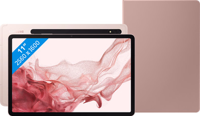 Samsung Galaxy Tab S8 11 inch 128GB Wifi Rosegoud + Book Case Roze is nooit meer leverbaar