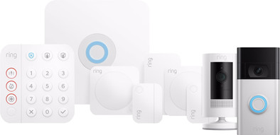 Ring Alarmsysteem met 4 sensoren + Stick Up Cam Wit + Video Doorbell is nooit meer leverbaar
