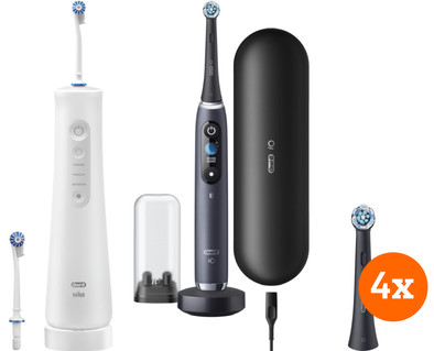 Oral-B iO - 9n Zwart + Aquacare Pro Expert + iO opzetborstels (4 stuks) is nooit meer leverbaar