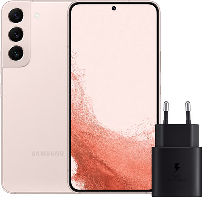 Samsung Galaxy S22 256GB Roze 5G + Samsung Oplader 25 Watt Zwart is nooit meer leverbaar