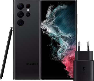 Samsung Galaxy S22 Ultra 128GB Zwart 5G + Samsung Oplader 25 Watt Zwart is nooit meer leverbaar