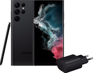 Samsung Galaxy S22 Ultra 512 GB Zwart 5G + Samsung Oplader 25 Watt Zwart is nooit meer leverbaar
