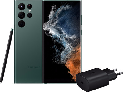 Samsung Galaxy S22 Ultra 512 GB Groen 5G + Samsung Oplader 25 Watt Zwart is nooit meer leverbaar