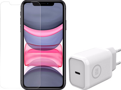 BlueBuilt Apple iPhone 11 Screenprotector Glas + BlueBuilt Oplader 30W Wit is nooit meer leverbaar