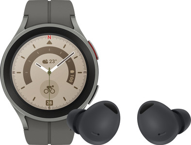 Samsung Galaxy Watch5 Pro Grijs 45mm + Samsung Buds2 Pro Zwart is nooit meer leverbaar