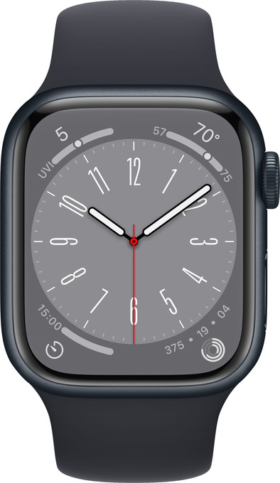 Apple Watch Series 8 45mm Midnight Aluminium Midnight Sportband is nooit meer leverbaar