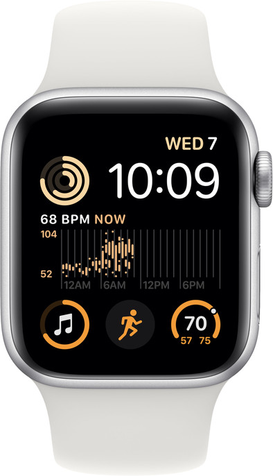 Apple Watch SE (2022) 40mm Zilver Aluminium Witte Sportband is nooit meer leverbaar
