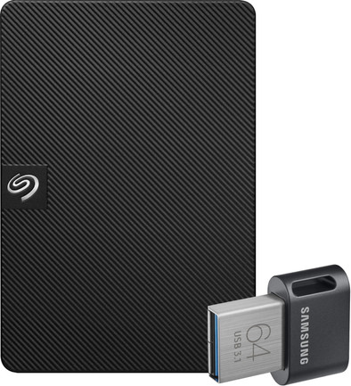 Seagate Expansion Portable 5TB + Samsung Fit Plus USB 64GB is nooit meer leverbaar