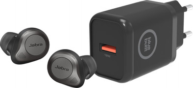 Jabra Elite 85t Titanium Zwart + BlueBuilt Oplader 18W is nooit meer leverbaar