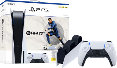 PlayStation 5 + FIFA 23 + Extra Controller Wit + Charge dock is nooit meer leverbaar