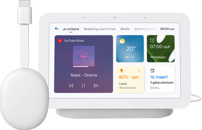 Google Chromecast HD met Google TV + Google Nest Hub 2 Chalk is nooit meer leverbaar