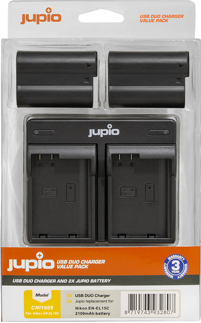 Jupio Kit: Battery EN-EL15C (2x) + USB Dual Charger is nooit meer leverbaar