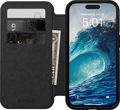Nomad Folio Apple iPhone 14 Pro Book Case met MagSafe Leer Zwart is nooit meer leverbaar