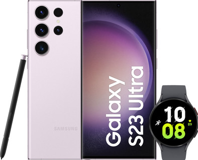 Samsung Galaxy S23 Ultra 512GB Roze 5G + Galaxy Watch5 Zwart 44mm is nooit meer leverbaar