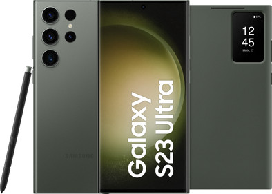 Samsung Galaxy S23 Ultra 512GB Groen 5G + Clear View Book Case Groen is nooit meer leverbaar