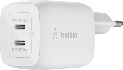 Belkin Power Delivery Oplader 45W met 2 Usb C Poorten is nooit meer leverbaar
