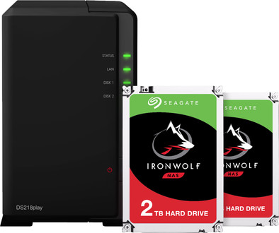 Synology DS218play + Seagate Ironwolf 4TB (2x2TB) is nooit meer leverbaar