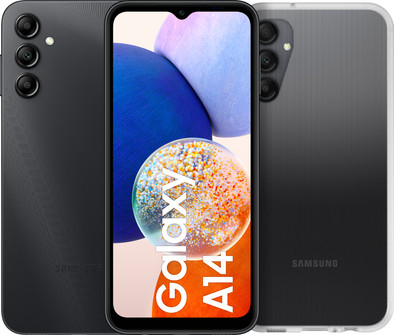 Samsung Galaxy A14 64GB Zwart 4G + Otterbox React Back Cover Transparant is nooit meer leverbaar