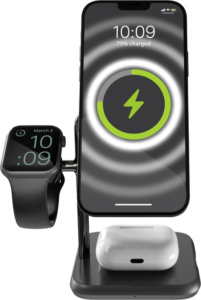 Zens 3-in-1 MagSafe Kabelloses Ladegerät 15 W mit Ständer und Watch Stand Schwarz ist nicht mehr verfügbar