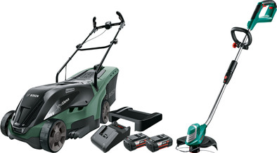 Bosch UniversalRotak 36-590 + Bosch AdvancedGrassCut 36 LI incl. 4,0 Ah Accu (2x) is nooit meer leverbaar