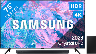 Samsung Crystal UHD 75CU7100 (2023) + Soundbar is nooit meer leverbaar