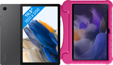 Samsung Galaxy Tab A8 128GB Wifi Grijs + Just in Case Kids Cover Roze is nooit meer leverbaar