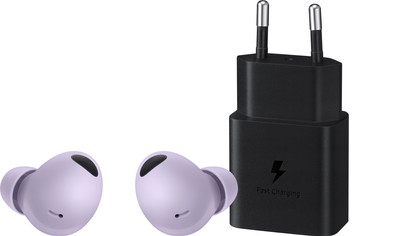 Samsung Galaxy Buds 2 Pro Paars + Samsung Power Delivery Oplader met Usb C Poort 15W Zwart is nooit meer leverbaar