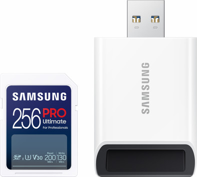 Samsung PRO Ultimate 256 GB (2023) SDXC + USB lezer is nooit meer leverbaar