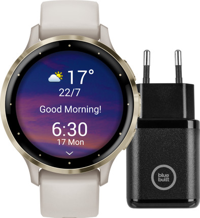 Garmin Venu 3S Goud/Wit + BlueBuilt Oplader is nooit meer leverbaar