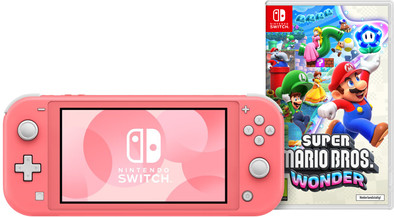 Nintendo Switch Lite Koraal + Super Mario Bros. Wonder is nooit meer leverbaar