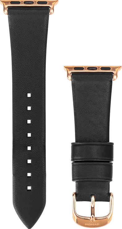 Nomad Apple Watch 40/41 mm Leren Bandje Zwart/Goud is nooit meer leverbaar