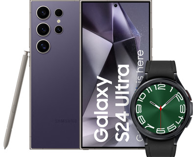 Samsung Galaxy S24 Ultra 512GB Paars 5G + Galaxy Watch 6 Classic Zwart 47mm is nooit meer leverbaar