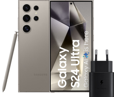 Samsung Galaxy S24 Ultra 1TB Grijs 5G + Samsung Snellader 25 Watt Zwart is nooit meer leverbaar