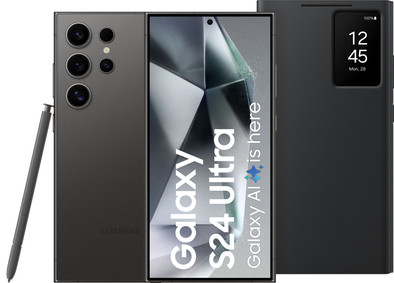 Samsung Galaxy S24 Ultra 256GB Zwart 5G + Smart View Book Case Zwart is nooit meer leverbaar