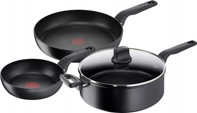 Tefal Hard Titanium Pro Koekenpannenset 24 + 28 cm + Hapjespan 28 cm is nooit meer leverbaar