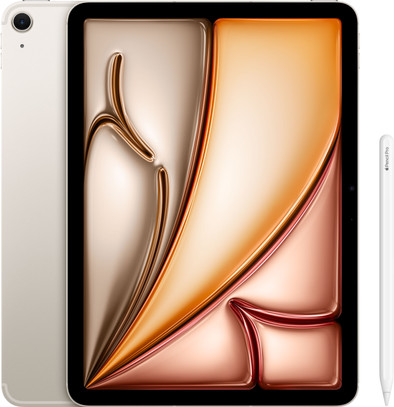 Apple iPad Air (2024) 11 inch 128GB Wifi + 5G Witgoud + Apple Pencil Pro is nooit meer leverbaar