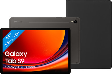 Samsung Galaxy Tab S9 11 inch 128GB Wifi en 5G Zwart + BlueBuilt Book Case Zwart is nooit meer leverbaar