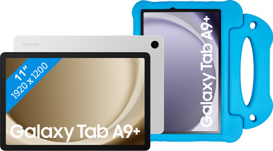 Samsung Galaxy Tab A9 Plus 11 inch 128GB Wifi Zilver + BlueBuilt Kids Cover Blauw is nooit meer leverbaar