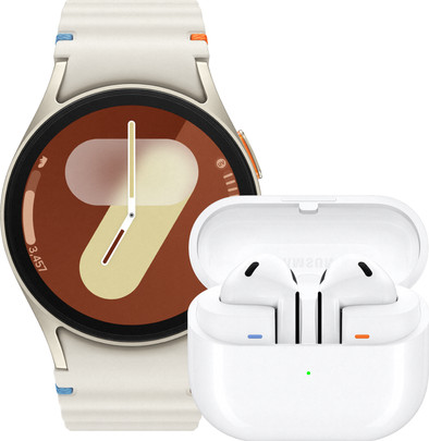 Samsung Galaxy Watch 7 4G Crème 40mm + Galaxy Buds3 Wit is nooit meer leverbaar