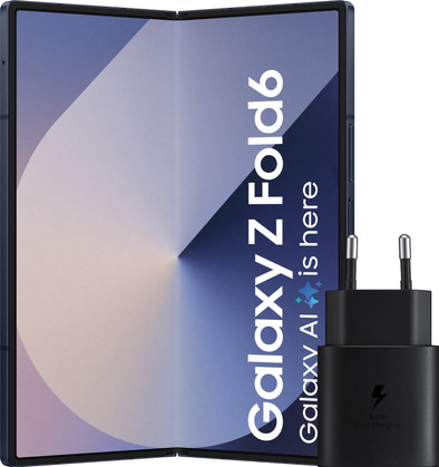 Samsung Galaxy Z Fold 6 512GB Blauw 5G + Samsung Oplader 25W Zwart is nooit meer leverbaar