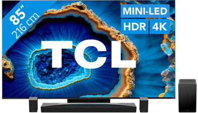 TCL QD Mini-led 85C803 (2023) + soundbar is nooit meer leverbaar