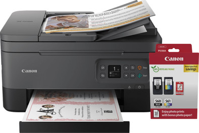 Canon PIXMA TS7450I + 1 set extra inkt + fotopapier is nooit meer leverbaar