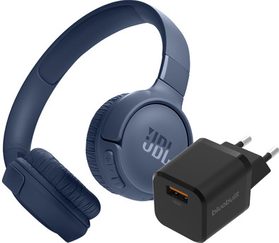 JBL Tune 520BT Blauw + BlueBuilt Quick Charge Oplader met Usb A Poort 18W Zwart is nooit meer leverbaar