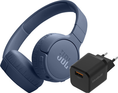 JBL Tune 670NC Blauw + BlueBuilt Quick Charge Oplader met Usb A Poort 18W Zwart is nooit meer leverbaar
