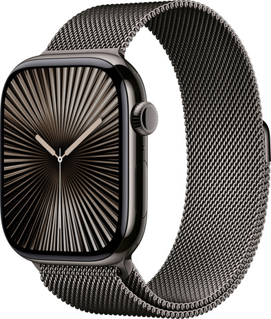Apple Watch Series 10 4G 46mm Titanium Zwart Milanese Band S/M is nooit meer leverbaar